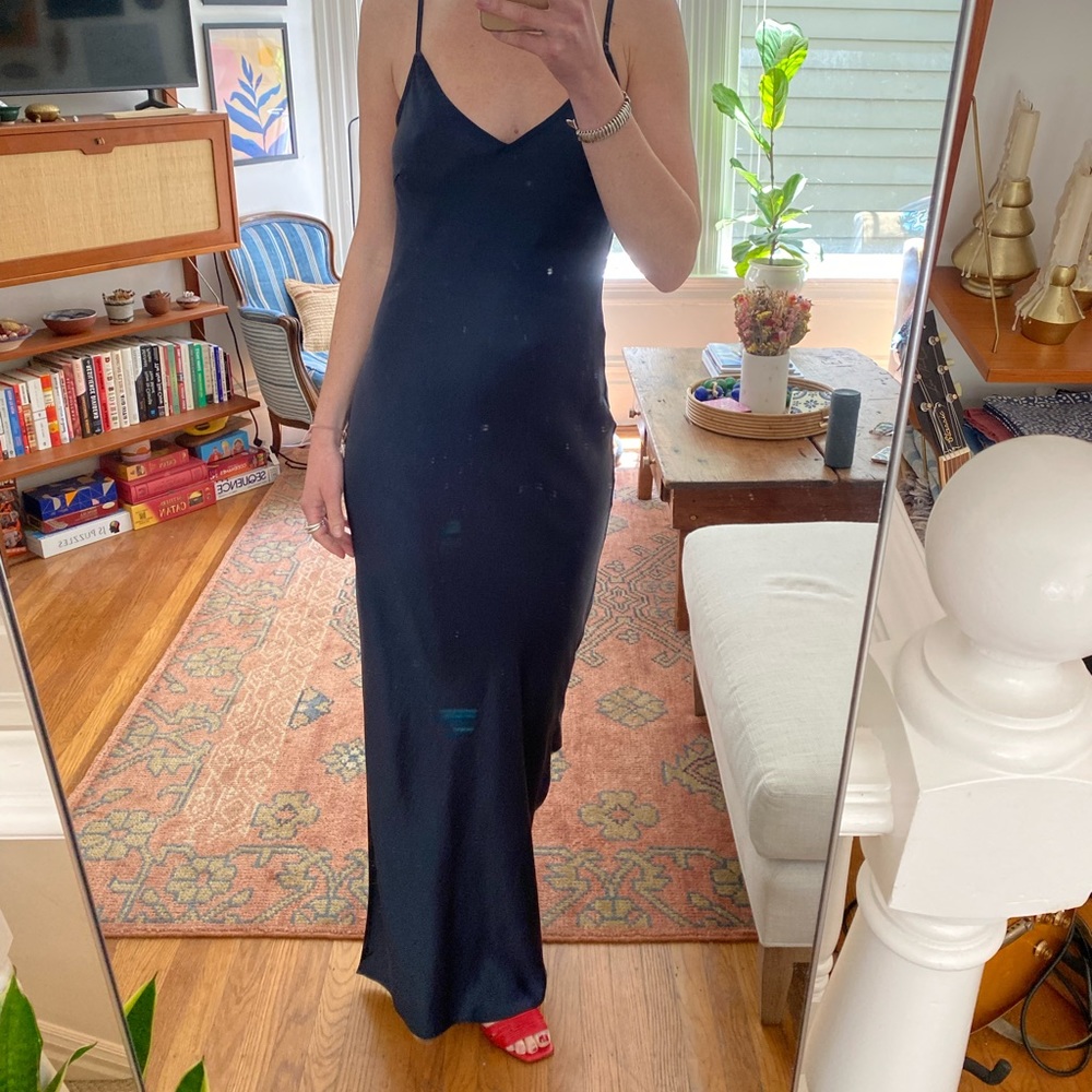 Satin navy dress, size S